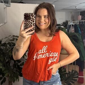 Wildfox All American Girl Scoop Neck Tank Top Red Size Small